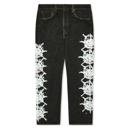 Sp5der Black Vintage Web and Stone Denim