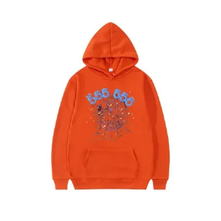 Sp5der 555555 Number Hoodie Men Orange